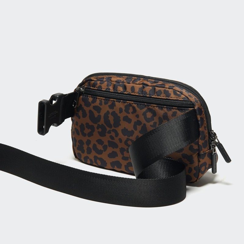 Pander Two Way Zipper Fanny Pack Nylon Everywhere Belt Bag for Women, Water Repellent Waist Packs, Crossbody Bags with Adjustable Strap (Midnight Leopard) - Image 3